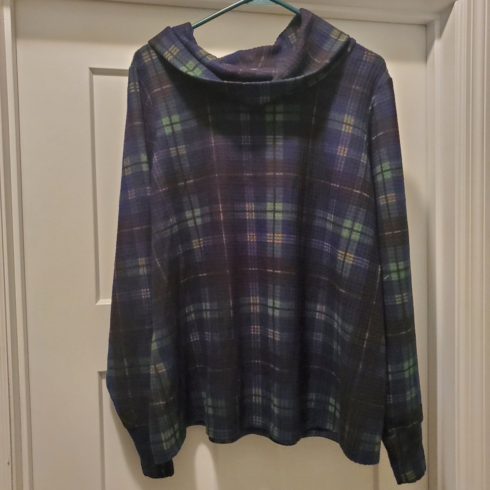 Flannel turtle neck top torrid